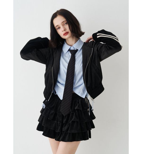 jouetie「ベロアラインティアードミニスカート【セットアップ対応】」|スカート|