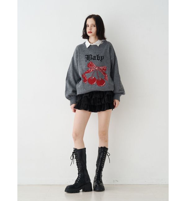 jouetie「ベロアラインティアードミニスカート【セットアップ対応】」|スカート|