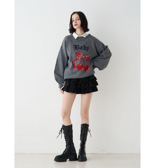 jouetie「ベロアラインティアードミニスカート【セットアップ対応】」|スカート|