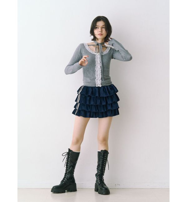jouetie「ベロアラインティアードミニスカート【セットアップ対応】」|スカート|