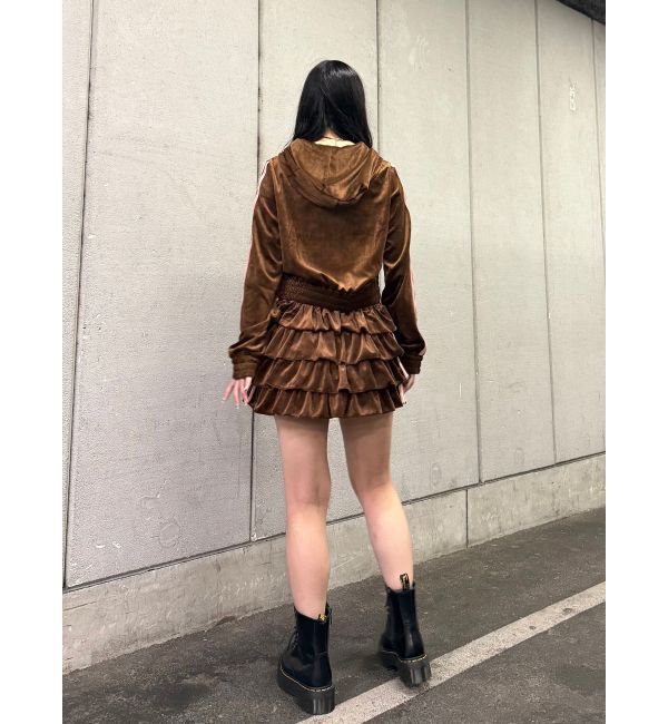jouetie「ベロアラインティアードミニスカート【セットアップ対応】」|スカート|