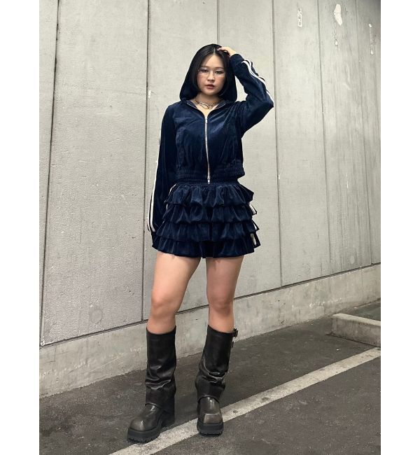 jouetie「ベロアラインティアードミニスカート【セットアップ対応】」|スカート|