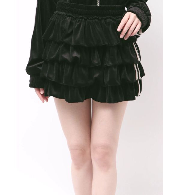jouetie「ベロアラインティアードミニスカート【セットアップ対応】」|スカート|