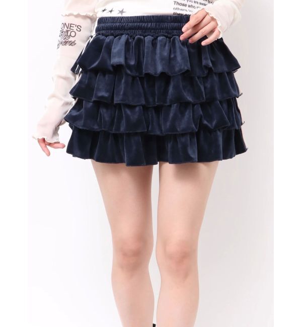 jouetie「ベロアラインティアードミニスカート【セットアップ対応】」|スカート|