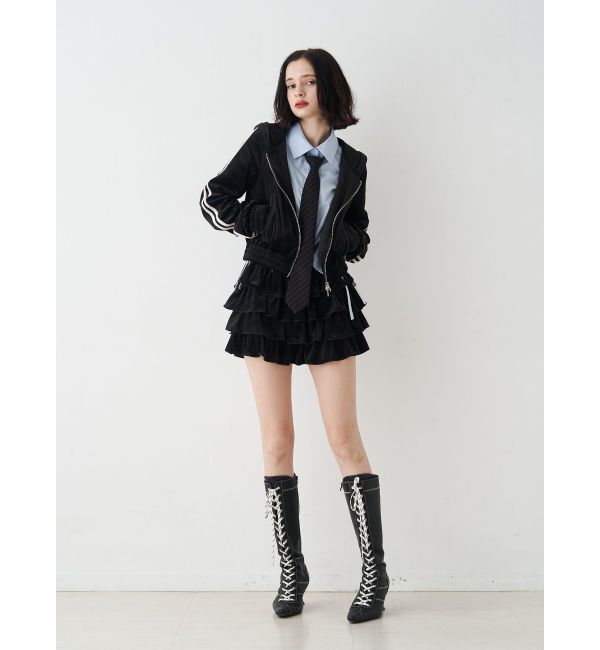 jouetie「ベロアラインティアードミニスカート【セットアップ対応】」|スカート|