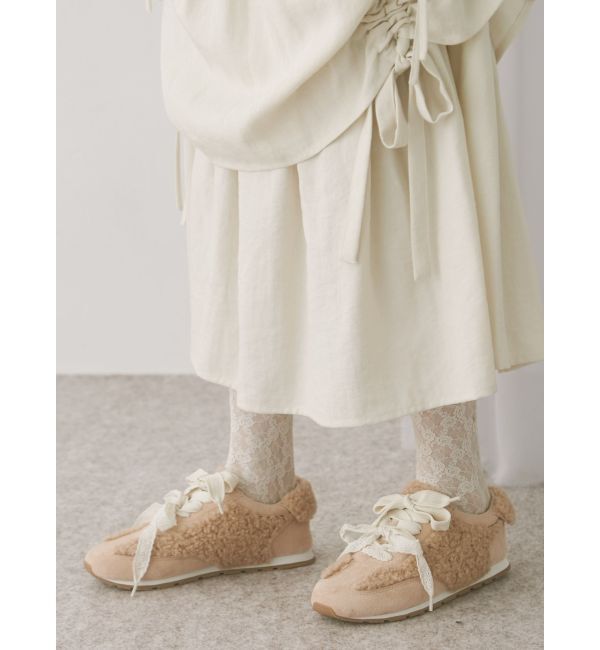 merry jenny「Wリボンフェイクファースニーカー」|スニーカー|