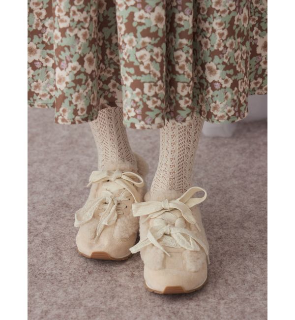 merry jenny「Wリボンフェイクファースニーカー」|スニーカー|