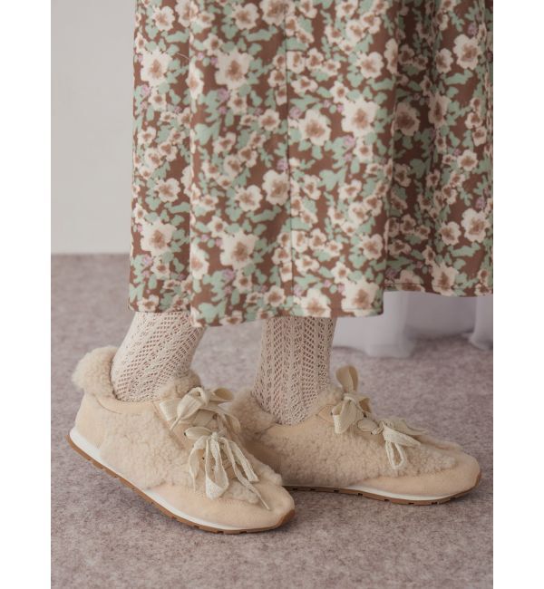 merry jenny「Wリボンフェイクファースニーカー」|スニーカー|