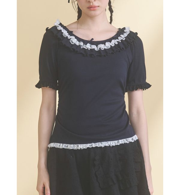 merry jenny「romantic frill summer top」|Tシャツ・カットソー|ネイビー
