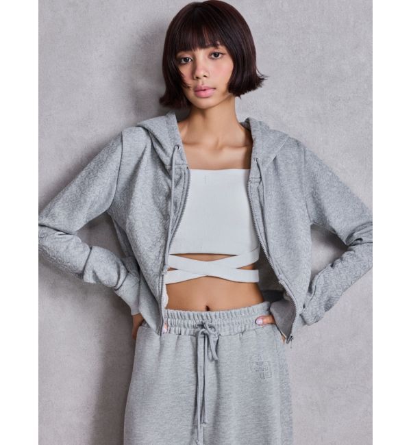 GYDA「GG chain glitter print shortパーカー」|パーカー|