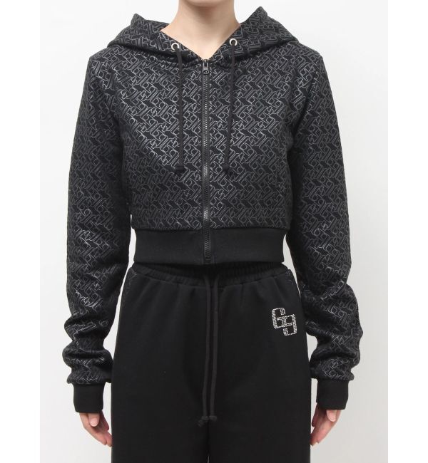 GYDA「GG chain glitter print shortパーカー」|パーカー|