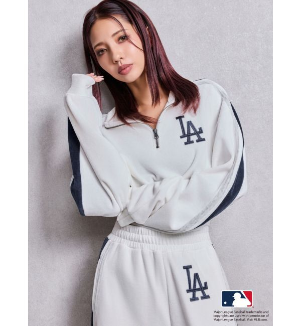 GYDA「GYDA［MLB］2ラインハーフZIPショートトップス」|Tシャツ・カットソー|オフホワイト