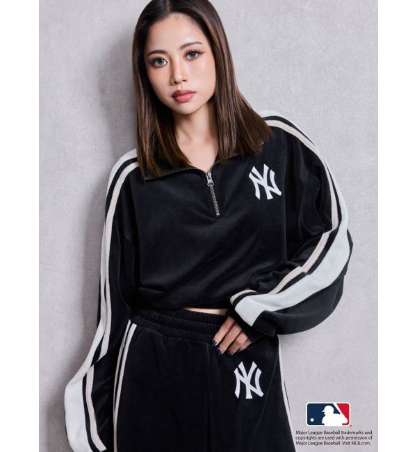 GYDA「GYDA［MLB］2ラインハーフZIPショートトップス」|Tシャツ・カットソー|ブラック