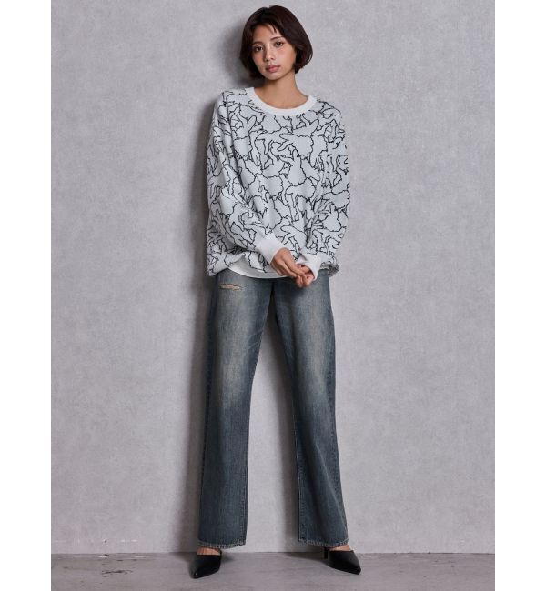 GYDA「ハイウエストBACK LACE UPストレートデニムパンツ」|デニム|