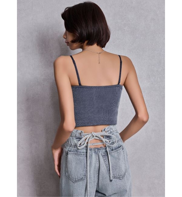 GYDA「ハイウエストBACK LACE UPストレートデニムパンツ」|デニム|