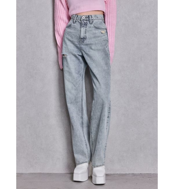 GYDA「ハイウエストBACK LACE UPストレートデニムパンツ」|デニム|