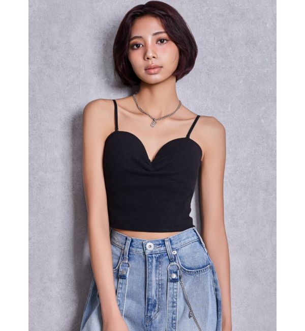 GYDA「ショルダーストラップリブベアビスチェ」|キャミソール|