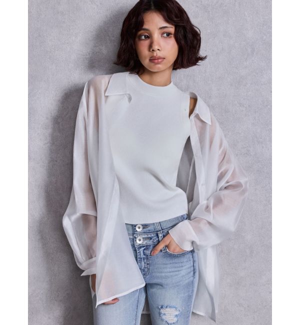 GYDA「3WAYショルダーOPENシアードッキングシャツ」|シャツ・ブラウス|