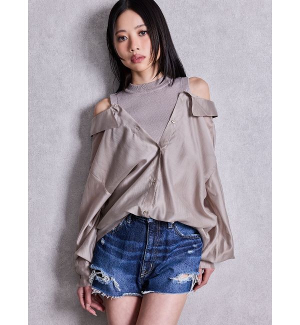 GYDA「3WAYショルダーOPENシアードッキングシャツ」|シャツ・ブラウス|