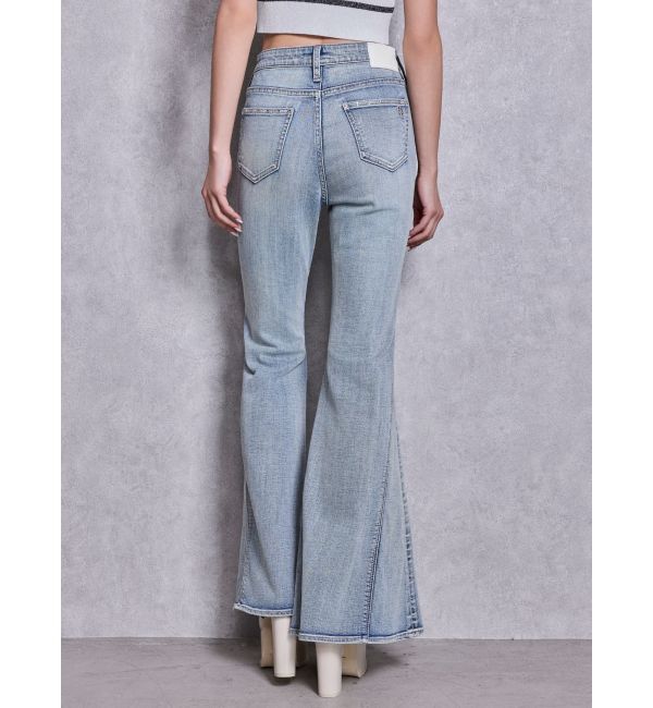 GYDA「ハイウエストopen ring bijou studsデザインフレアデニムパンツ」|デニム|