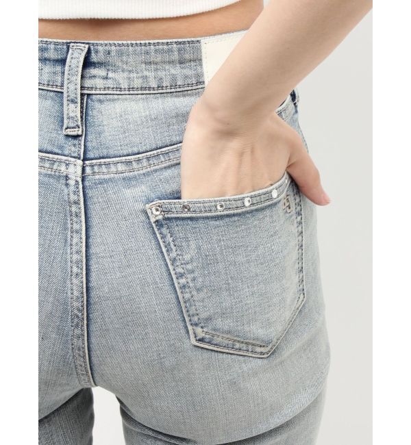 GYDA「ハイウエストopen ring bijou studsデザインフレアデニムパンツ」|デニム|