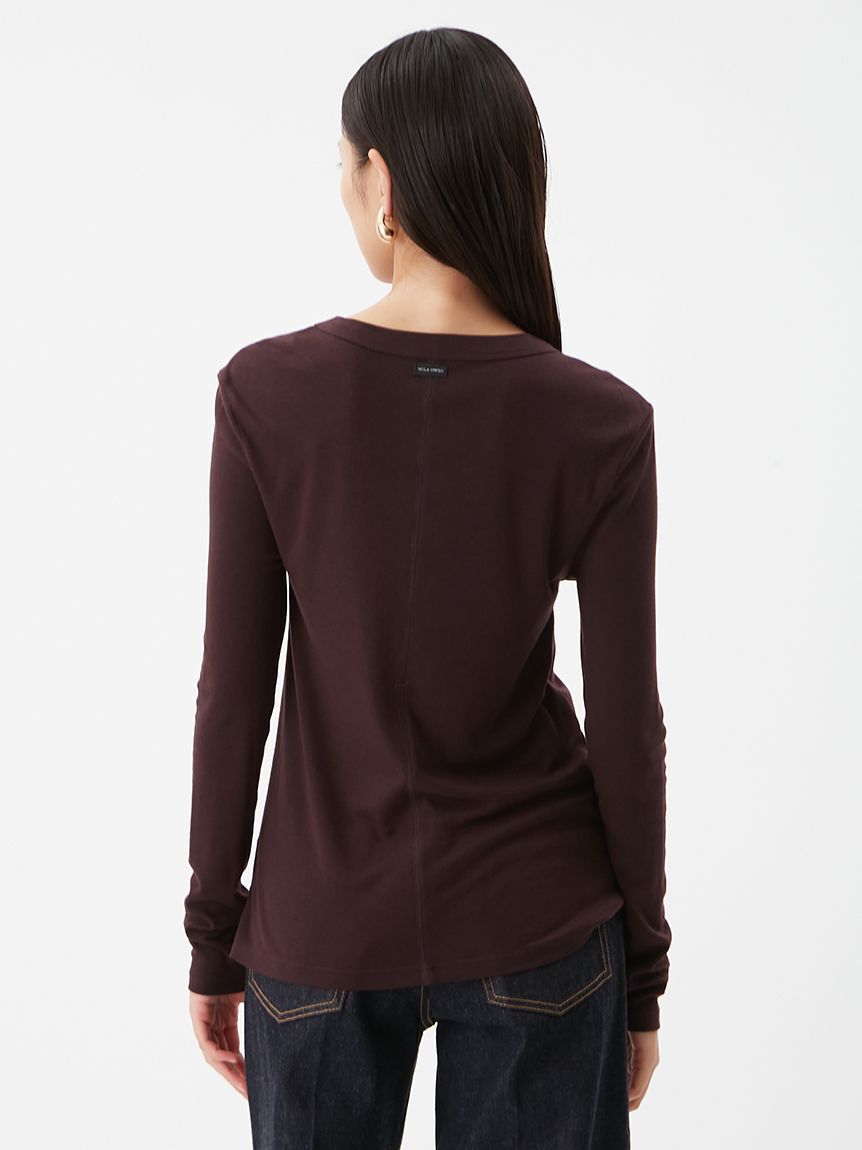 Mila Owen「ウールテンセルクルーネックシアーロンＴ」|Tシャツ・カットソー|