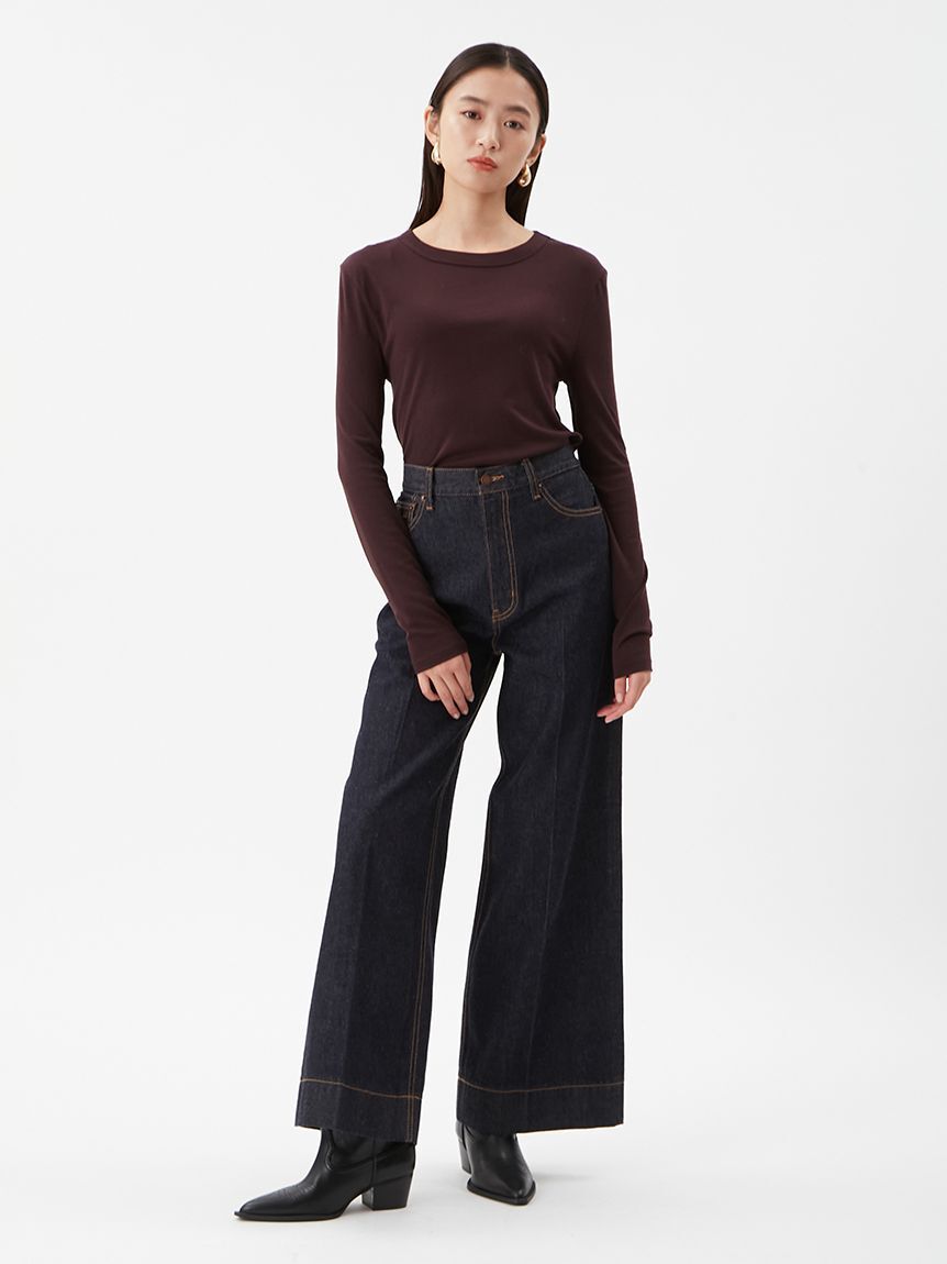 Mila Owen「ウールテンセルクルーネックシアーロンＴ」|Tシャツ・カットソー|