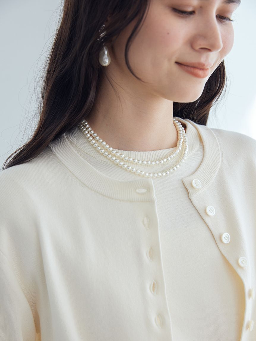 Mila Owen「メタルリングパールロングネックレス」|ネックレス|