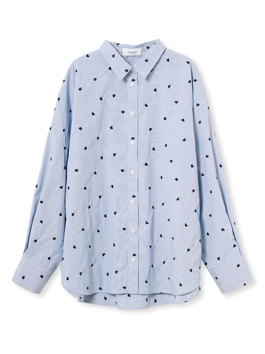 emmi atelier「【HEART】 ハート刺繍ベーシックシャツ」|シャツ・ブラウス|