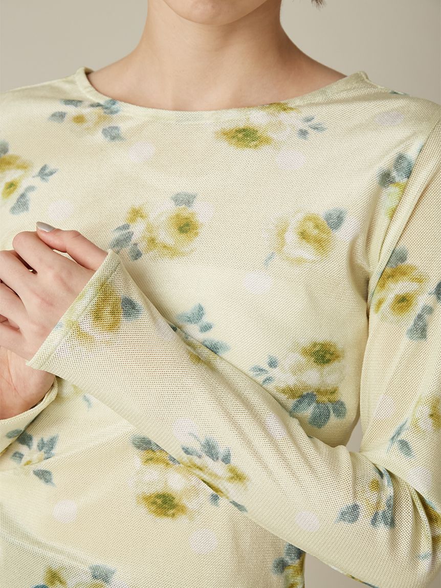 FURFUR「ぼかしフラワープリントシアープルオーバー」|Tシャツ・カットソー|