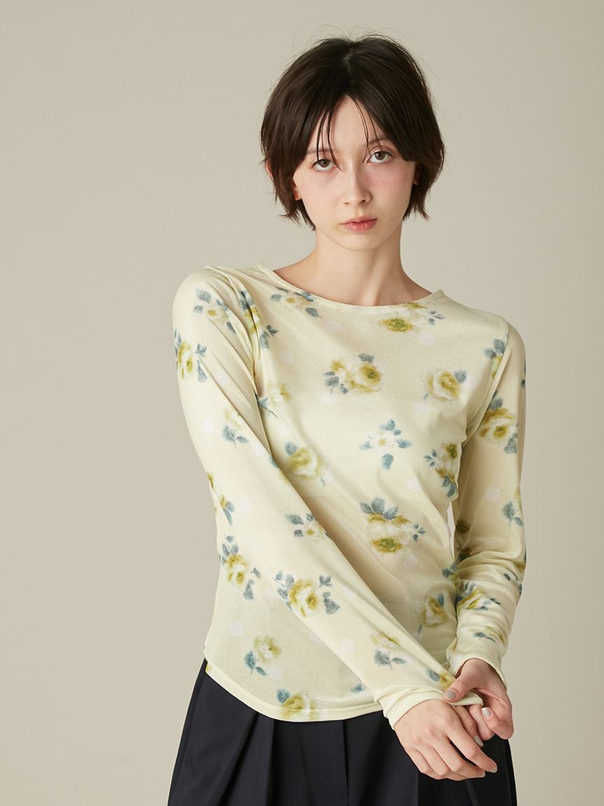 FURFUR「ぼかしフラワープリントシアープルオーバー」|Tシャツ・カットソー|