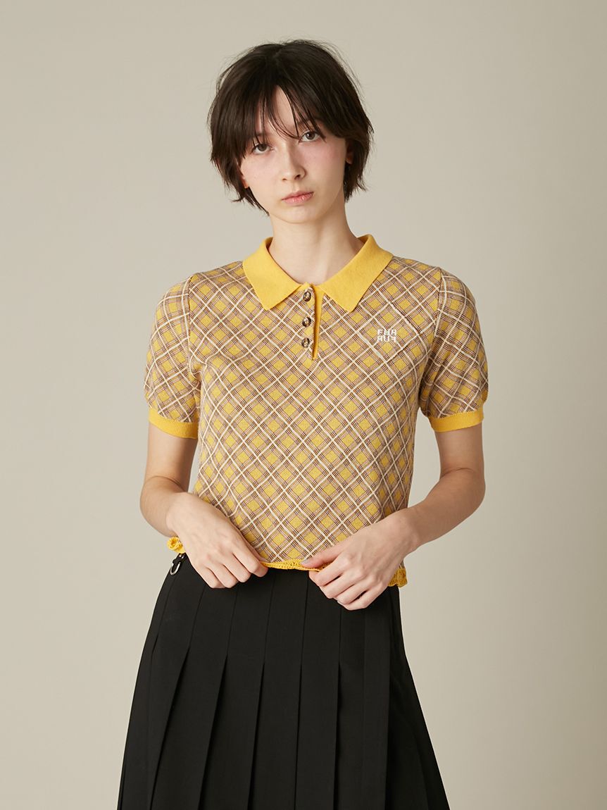 FURFUR「チェックジャガードニットポロ」|ニット・セーター|