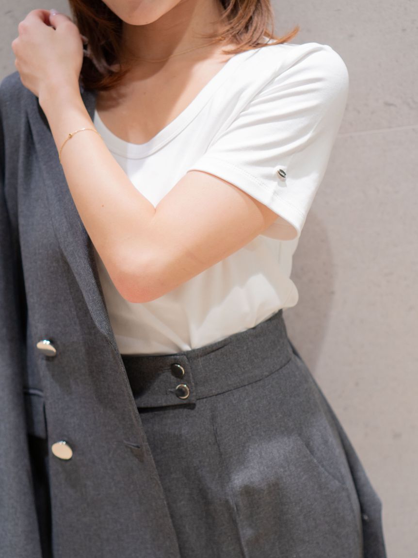 SNIDEL「UネックTシャツ」|Tシャツ・カットソー|WHT