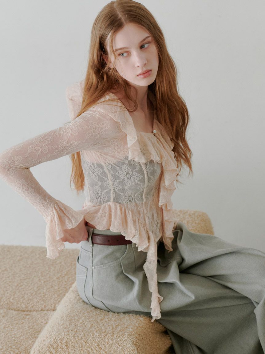 SNIDEL「カットレースフリルプルオーバー」|Tシャツ・カットソー|