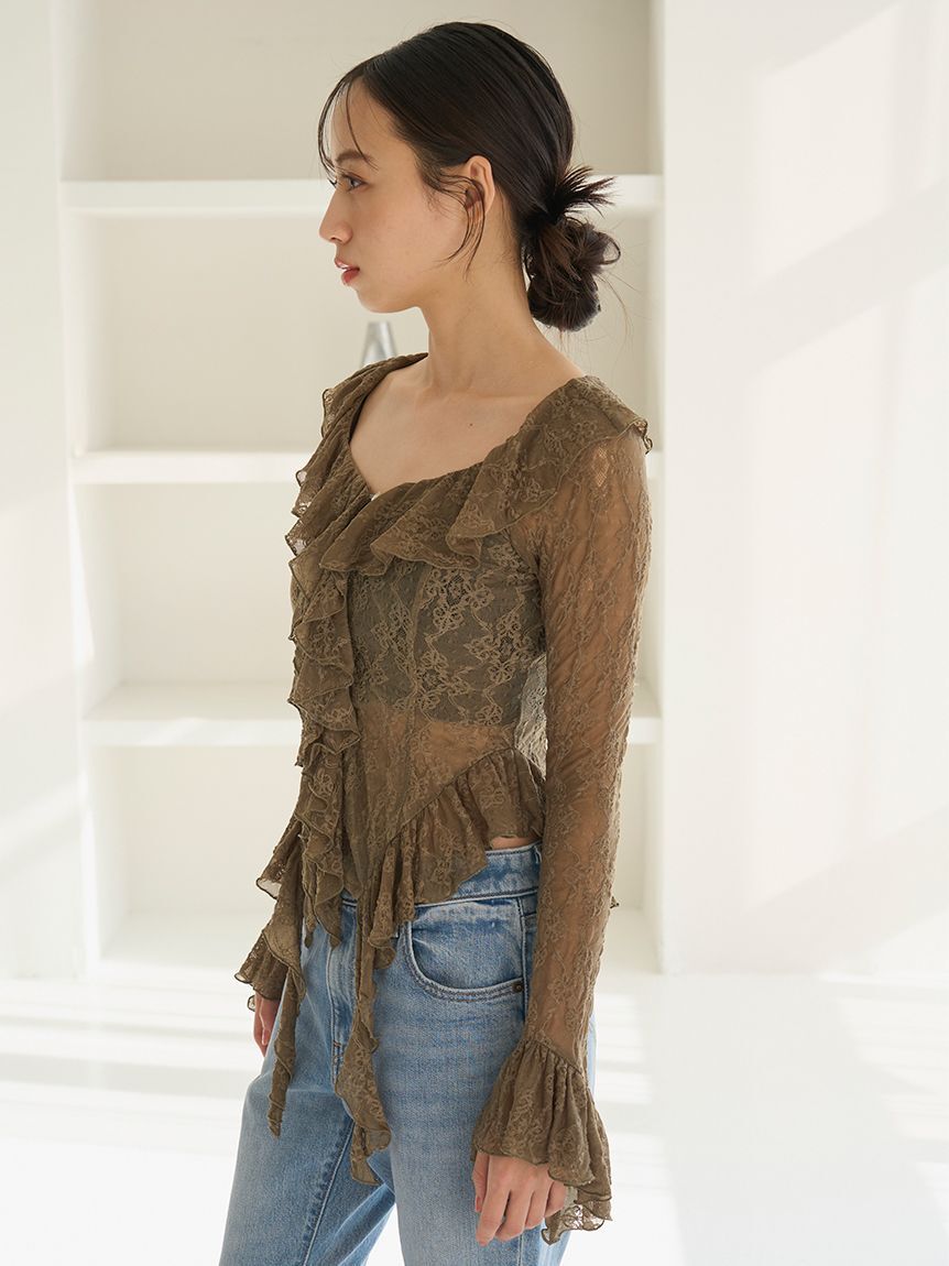 SNIDEL「カットレースフリルプルオーバー」|Tシャツ・カットソー|