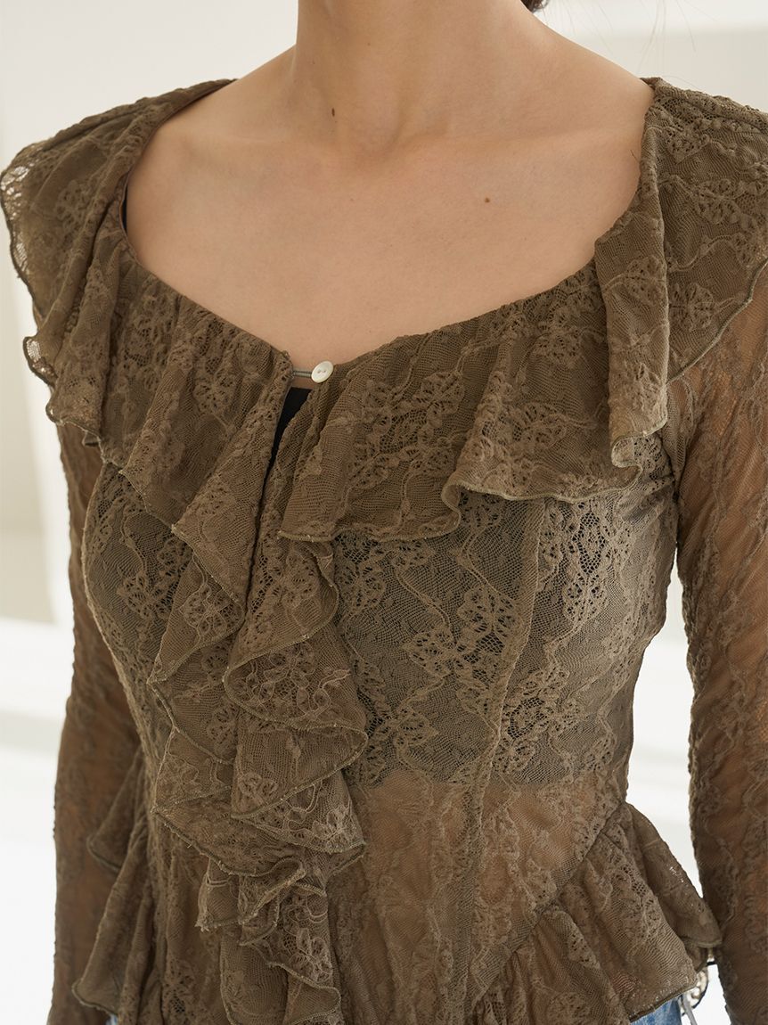 SNIDEL「カットレースフリルプルオーバー」|Tシャツ・カットソー|