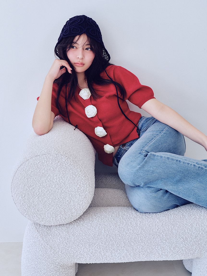 SNIDEL「【WEB限定/ROSE Collection】モチーフボタンニットカーディガン」|カーディガン|