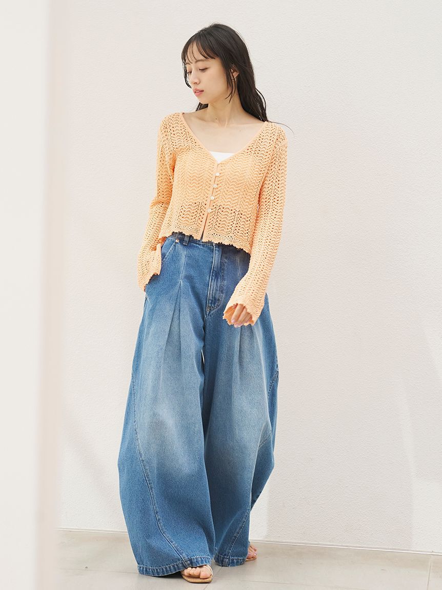 SNIDEL「クロシェニットカーディガン」|カーディガン|