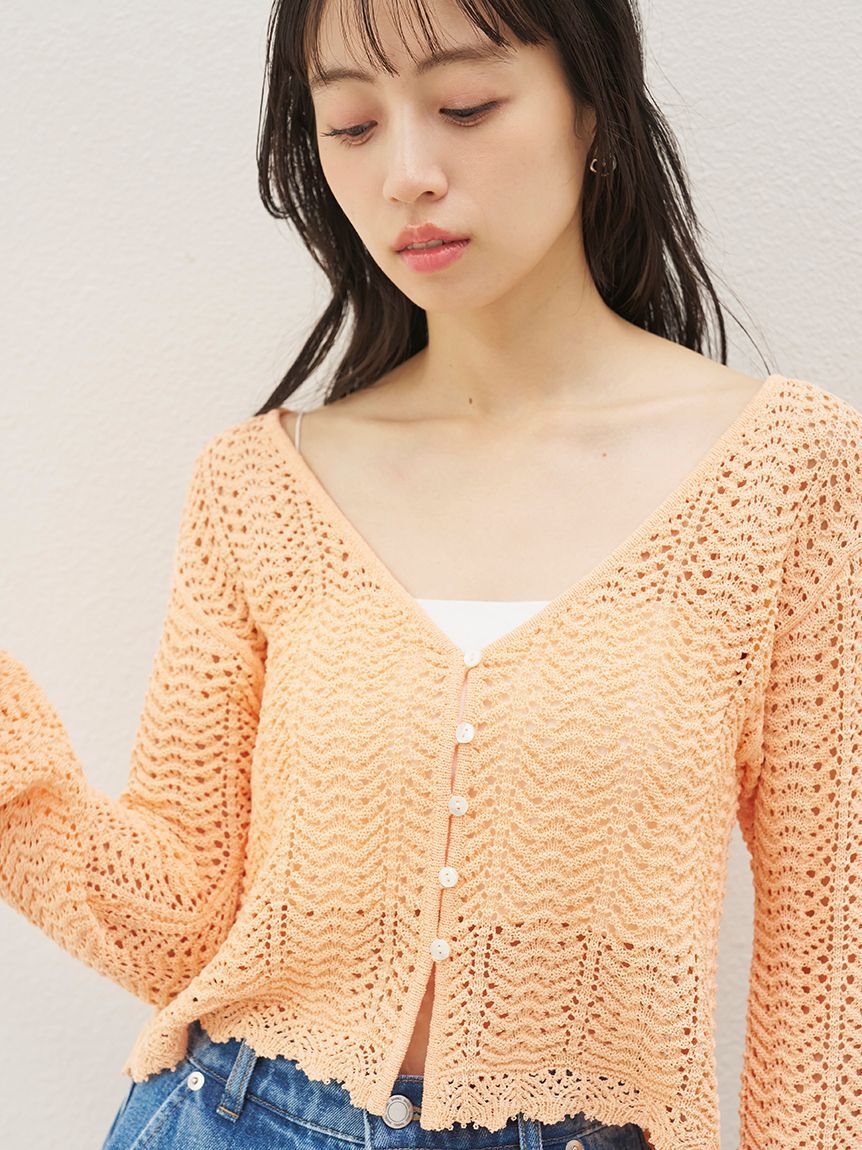 SNIDEL「クロシェニットカーディガン」|カーディガン|