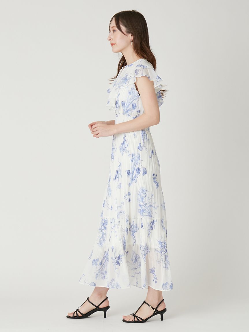 FRAY I.D「【00サイズあり】フリルウエストシャーリングプリントワンピース／ウォッシャブル」|ワンピース|