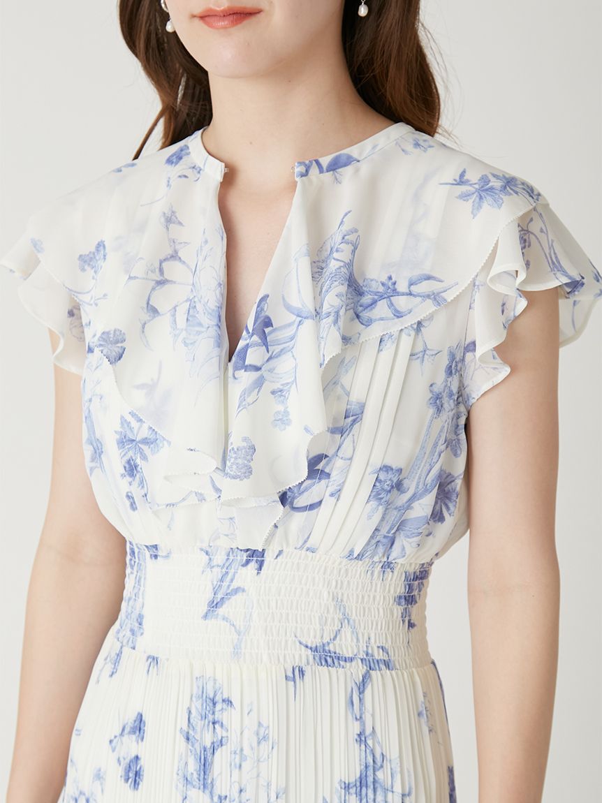 FRAY I.D「【00サイズあり】フリルウエストシャーリングプリントワンピース／ウォッシャブル」|ワンピース|