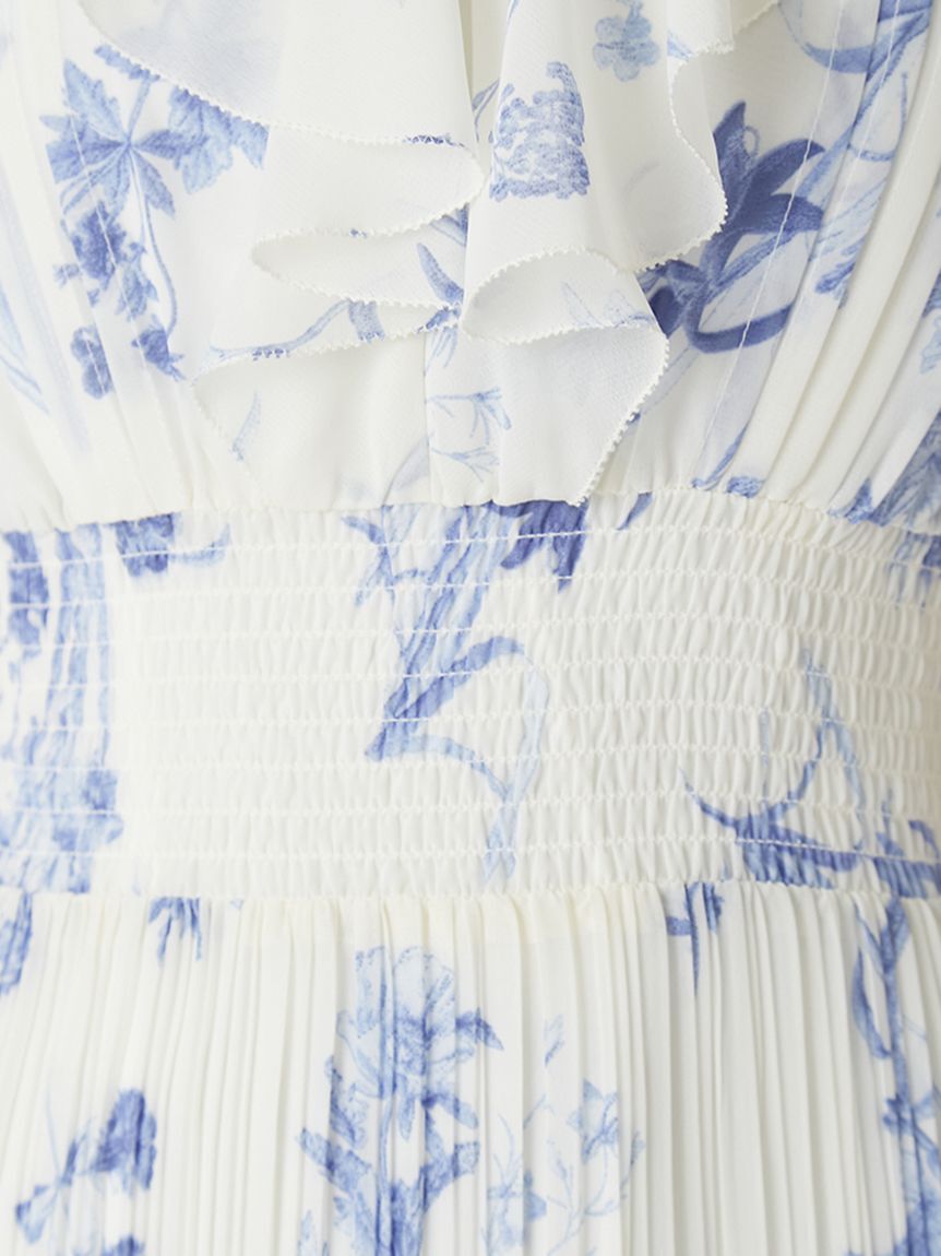 FRAY I.D「【00サイズあり】フリルウエストシャーリングプリントワンピース／ウォッシャブル」|ワンピース|