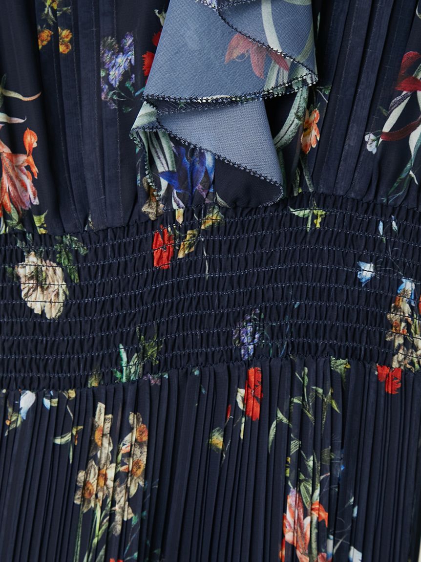 FRAY I.D「【00サイズあり】フリルウエストシャーリングプリントワンピース／ウォッシャブル」|ワンピース|