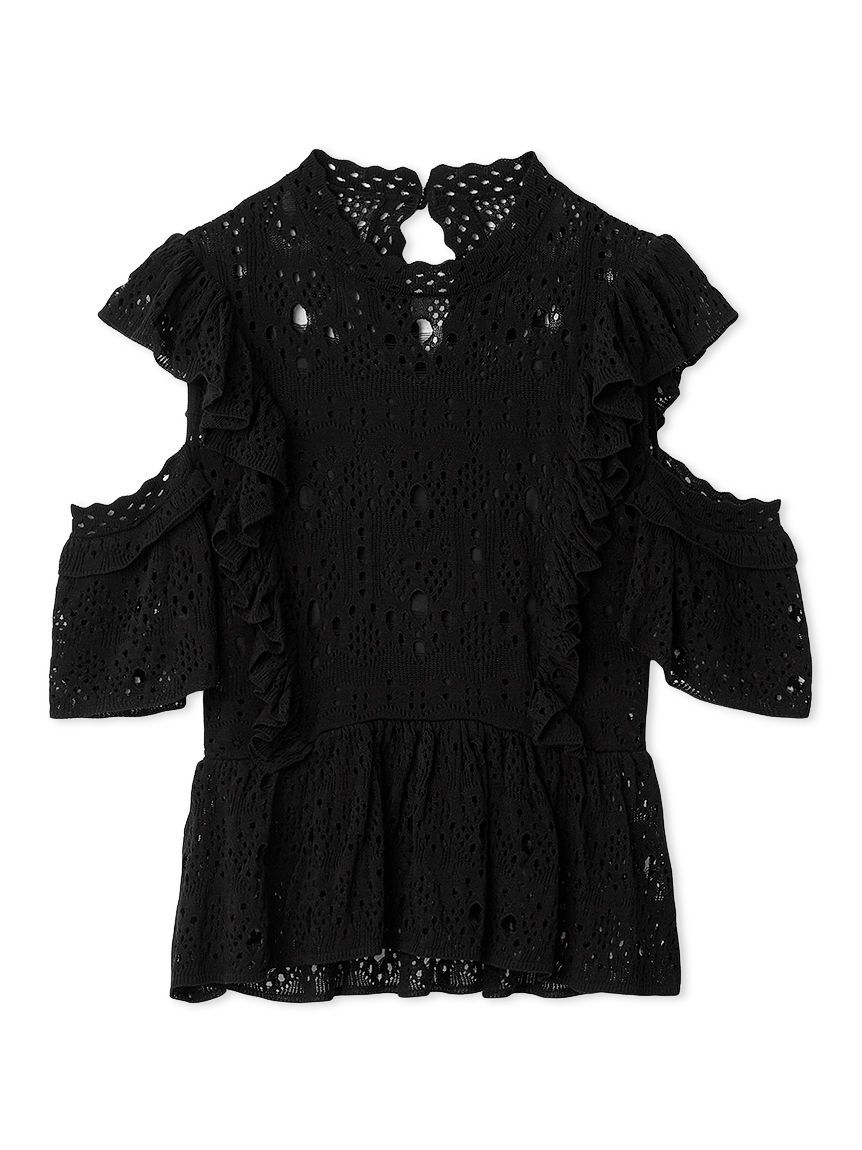 FRAY I.D「アイレットペプラムニットプルオーバー」|ニット・セーター|BLK