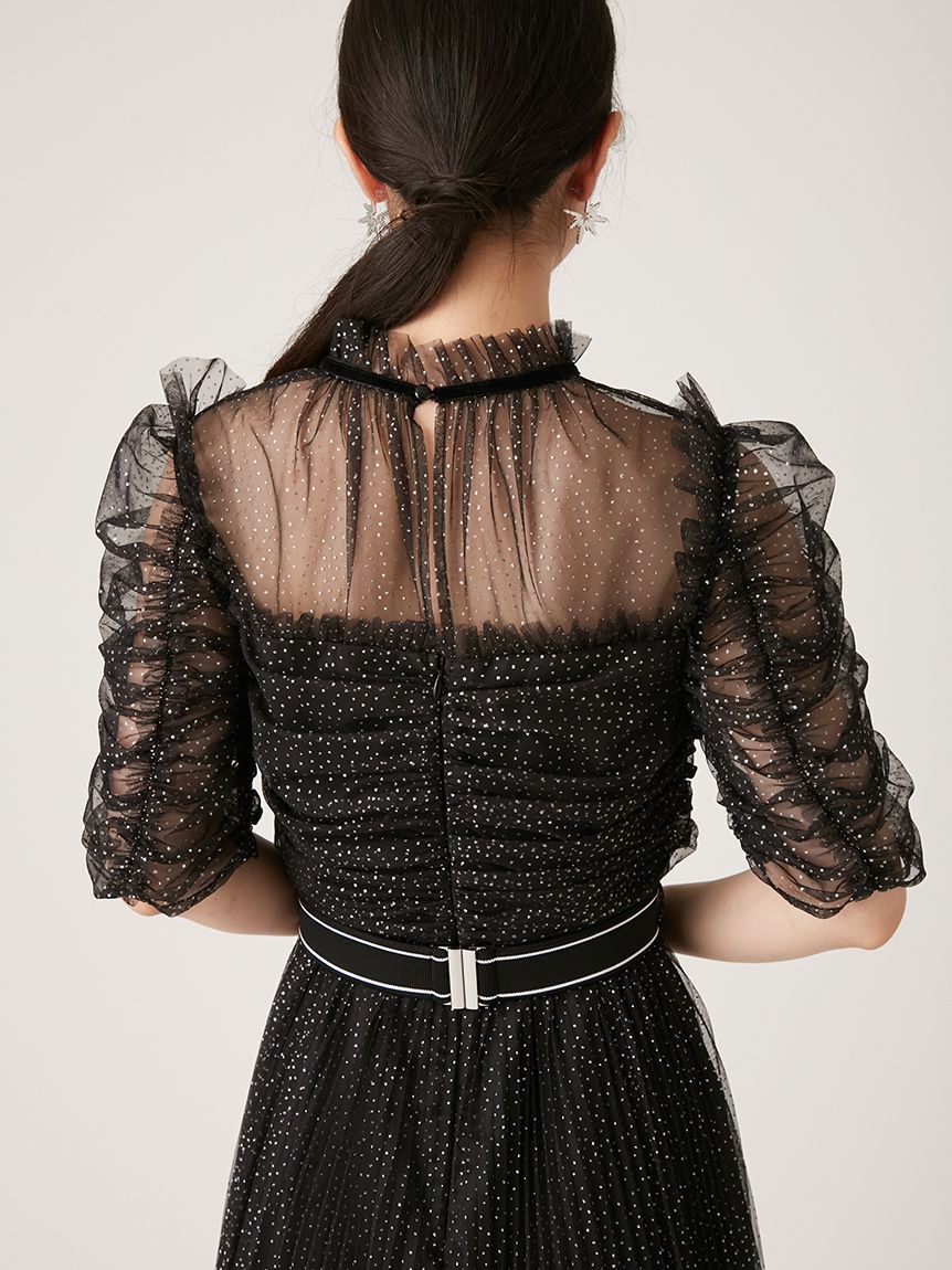 LILY BROWN「【LILY BROWN&times;MARY QUANT】ベルト付きドットチュールドレス」|ドレス|