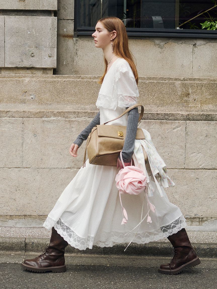 LILY BROWN「アームウォーマー付きハーフスリーブニットワンピース」|ワンピース|