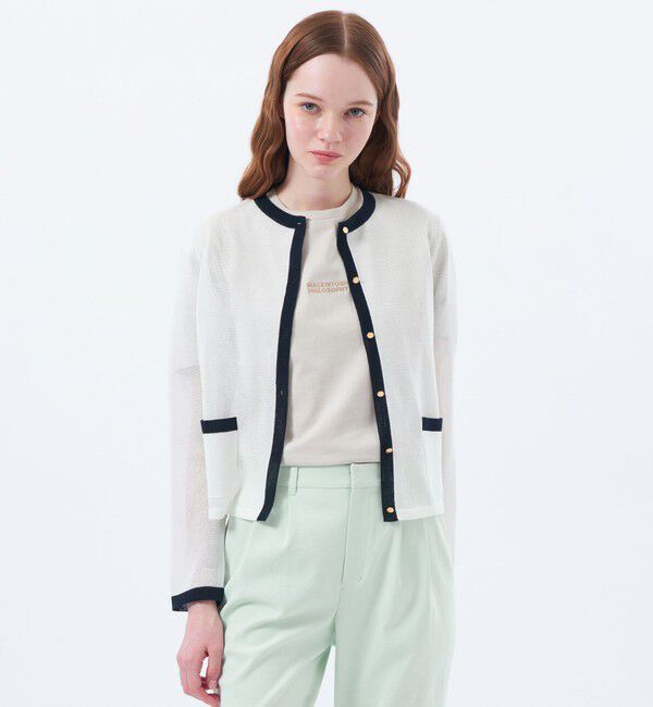 MACKINTOSH PHILOSOPHY「ロイトンシアーニット」|ニット・セーター|ホワイト&times;ネイビー