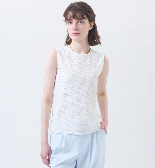MACKINTOSH PHILOSOPHY「レースコンビノースリーブカットソー」|Tシャツ・カットソー|オフホワイト