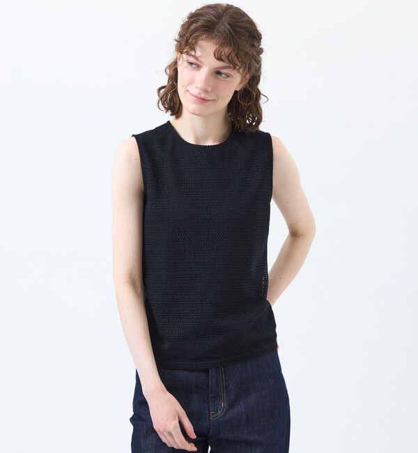 MACKINTOSH PHILOSOPHY「レースコンビノースリーブカットソー」|Tシャツ・カットソー|ブラック