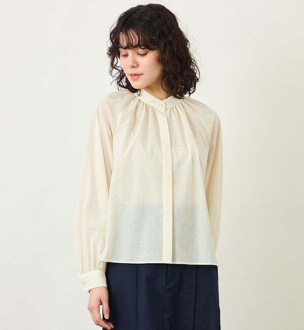 MACKINTOSH PHILOSOPHY「GREY LABEL スタンドカラーギャザーシャツ」|シャツ・ブラウス|オフホワイト